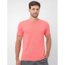 Camiseta esportiva masculina lisa de poliamida - Salmão