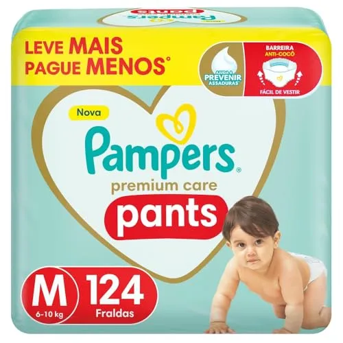 Pampers Pants Premium Care Fralda Fácil de Vestir M 124 Unidades