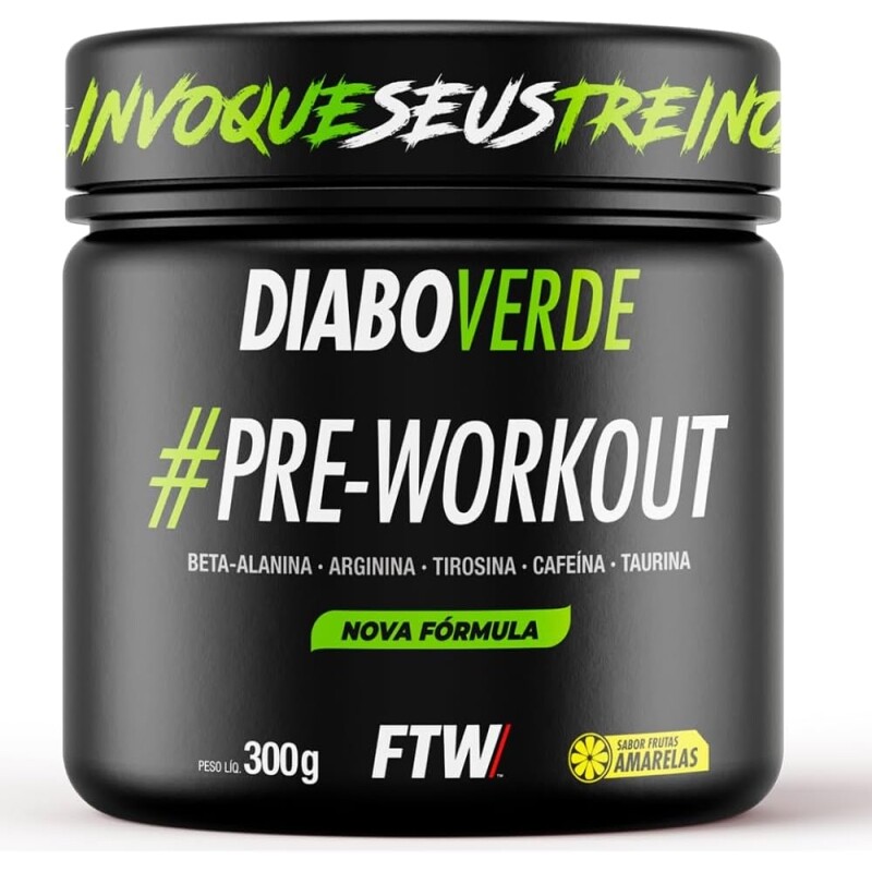 Pré Treino Diabo Verde Insano Sabor Frutas Amarelas 300g - FTW