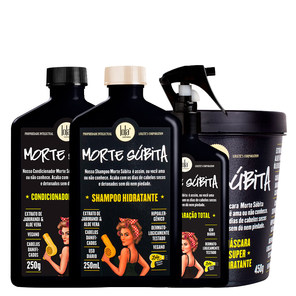 Kit Morte Súbita Lola Cosmetics Shampoo 250ml + Condicionador 250g + Reparador 250ml + Máscara 450g