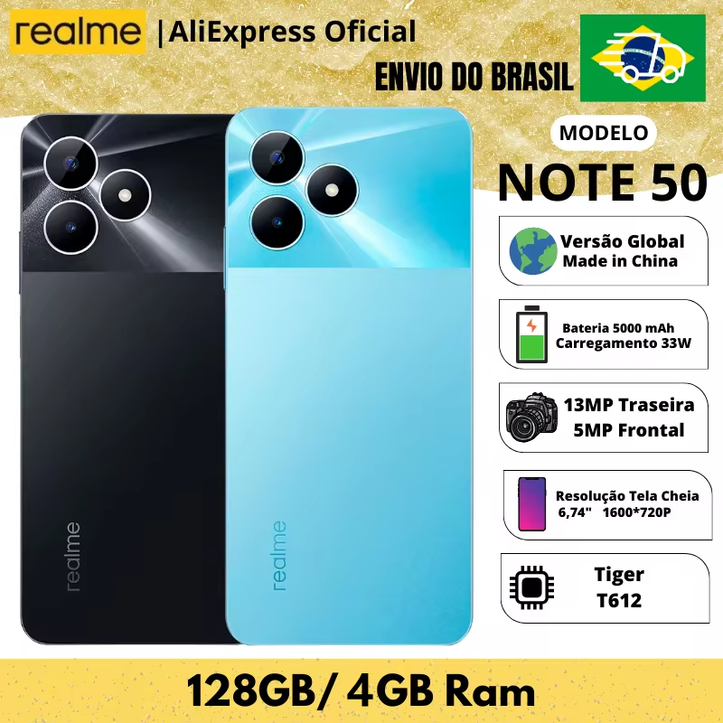 [DoBrasil] Smartphone Global Version Realme Note 50 128GB/4gb