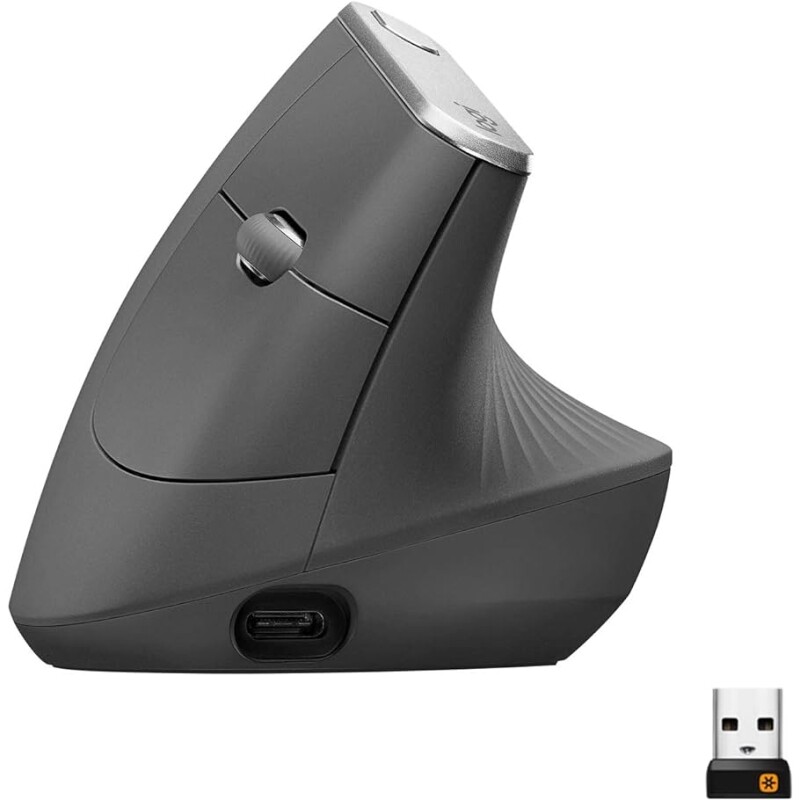 Mouse sem fio Logitech MX Vertical com Design Ergonômico para Redução de Tensão Muscular Conexão USB Unifying ou Bl