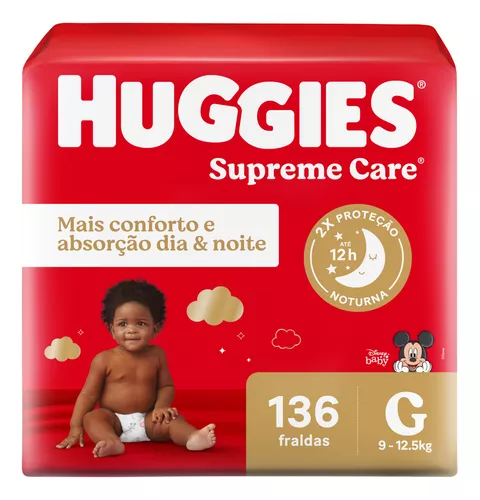 Fralda Huggies supreme Natural Care g 136 un