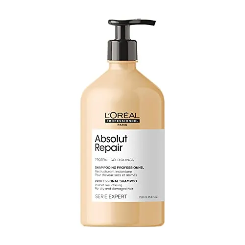 L'Oréal Professionnel Shampoo Absolut Repair, Repara Danos e Promove Brilho, Com Quinoa Dourada & Proteínas, 750ml