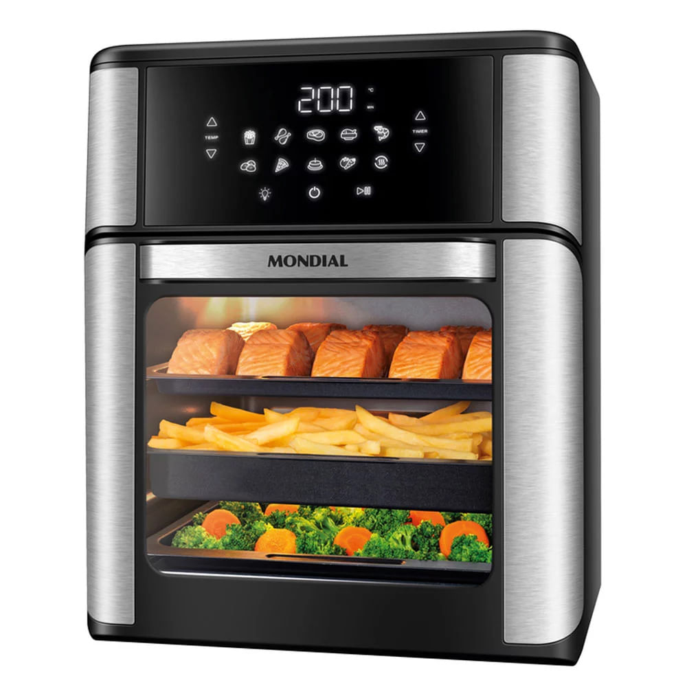 Fritadeira Elétrica sem Óleo/Air Fryer Mondial Forno Oven 12L - AFON-12L-BI