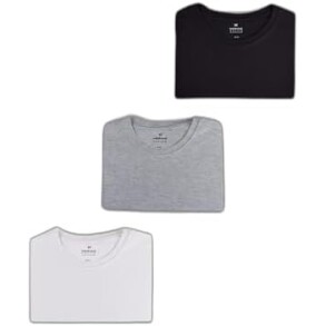 Kit Com 3 Camisetas Masculinas Básicas - Branco e Preto e Cinza M