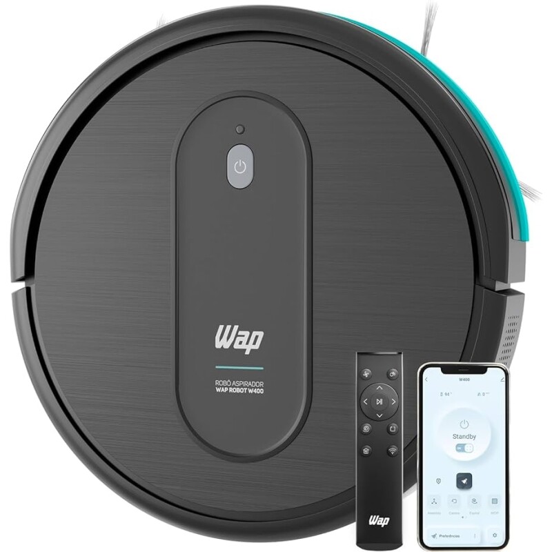 WAP Aspirador de Pó Robô ROBOT W400 3 em 1 Automático 300ml Compatível com Assistentes de Voz 30W 108VDC Bivolt