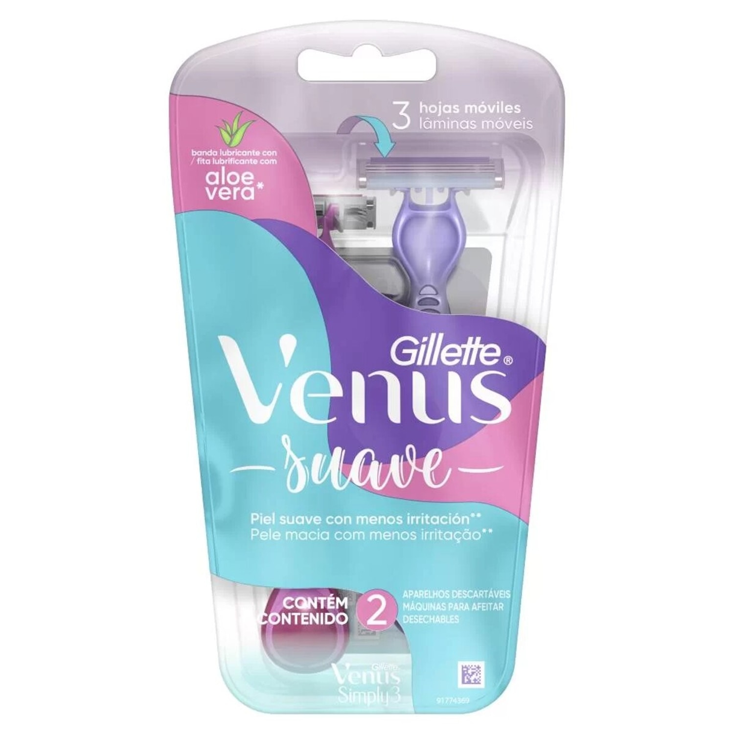 Aparelho de Depilar Gillette Venus 3 Suave 2 unidades