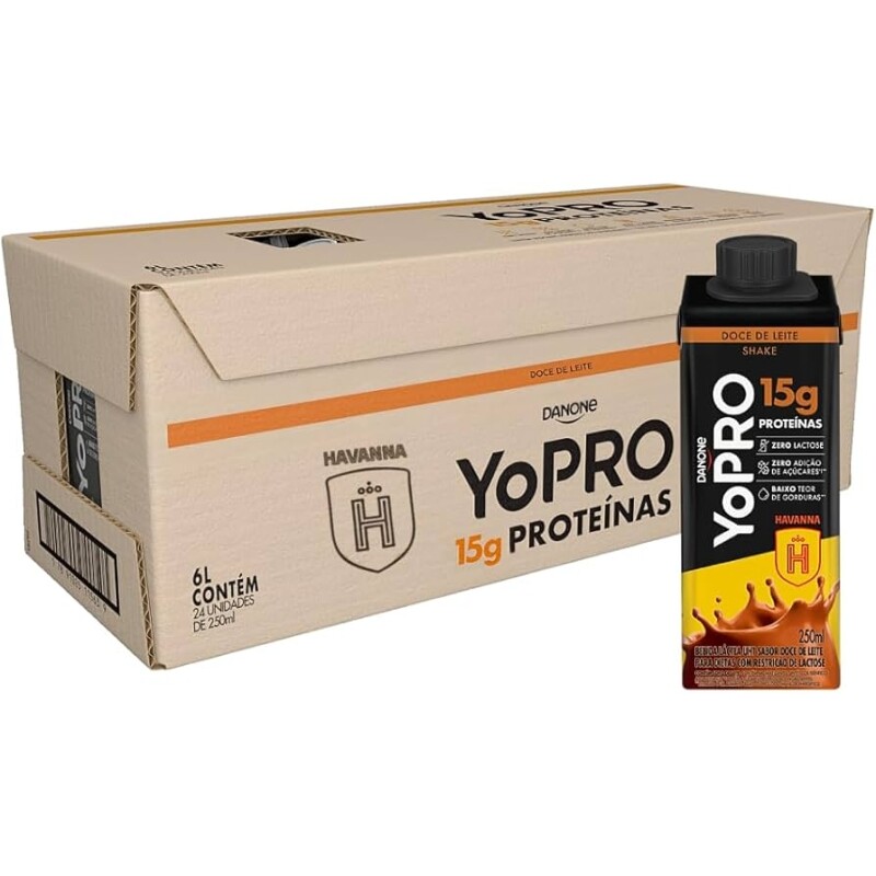 Pack Bebida Láctea Yopro Uht Doce de Leite 15g de Proteínas 250ml - 24 Unidades