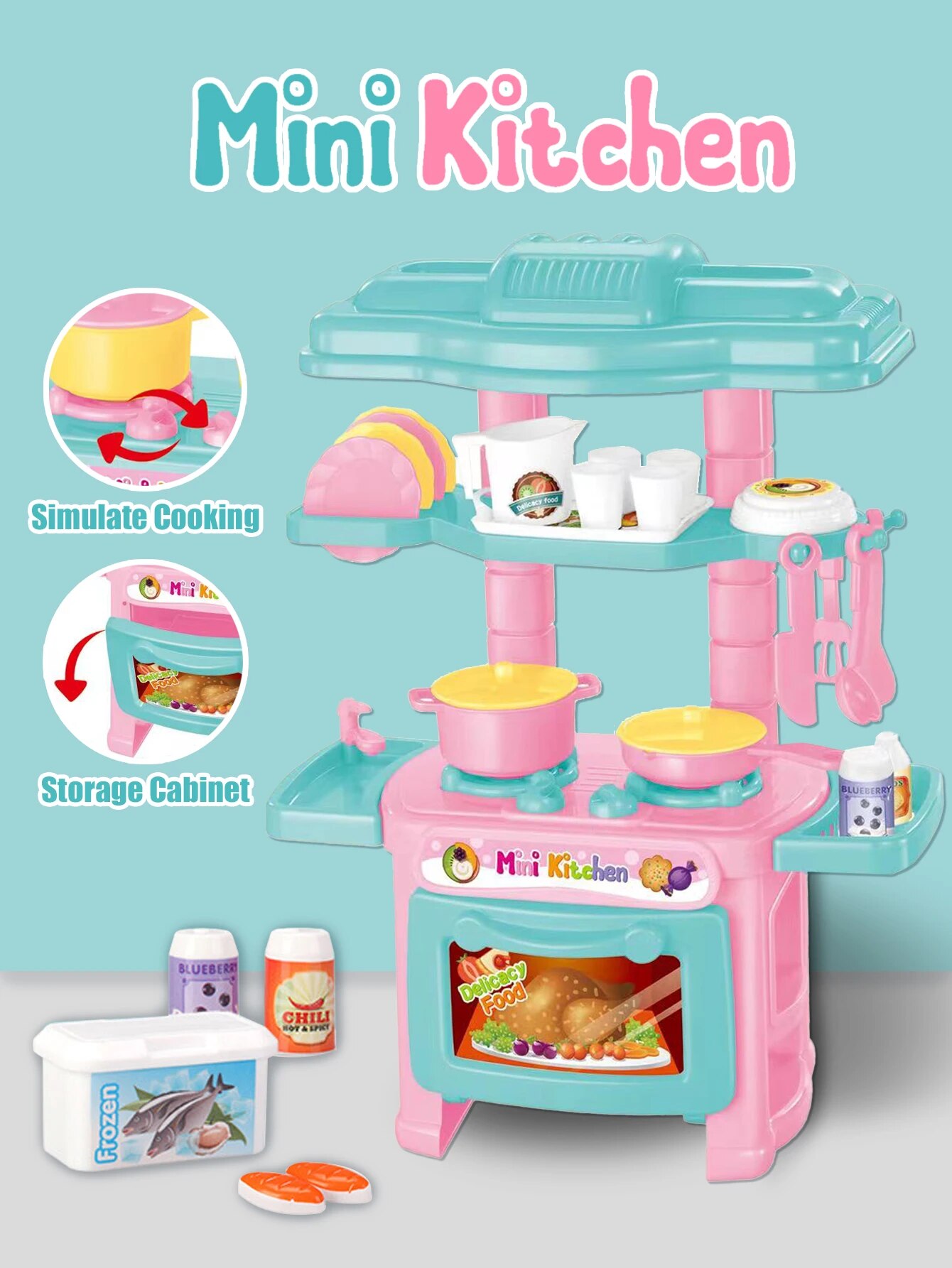 Mini Cozinha Kids Com acessórios Kitchen Cooking Toy Set