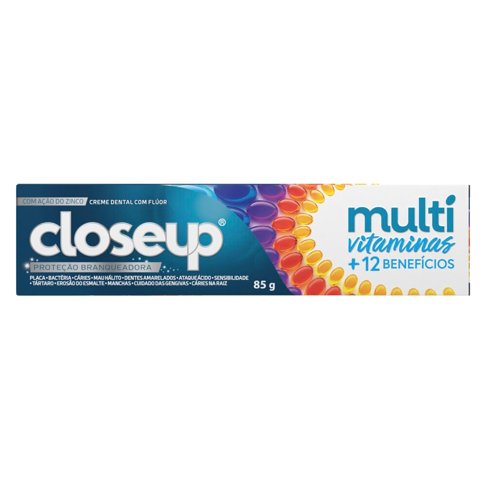 [2 unidades por R$ 7,98] Creme Dental Closeup Multivitaminas + 12 Benefícios 85g