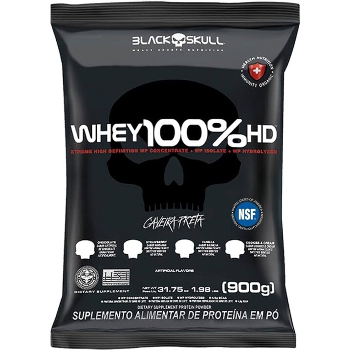 Refil Whey 100% Hd Chocolate 900G Black Skull