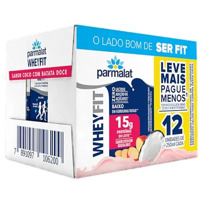 (REC)(Add 2un)(Selecionados)Parmalat WheyFit Coco com Batata Doce 15g de Proteína 250 Ml – Pack 12 Unidades