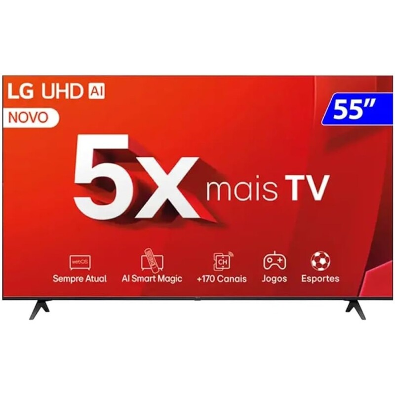 Smart TV 4K 55" LG UHD 55UT8050 Processador 5 Ger7 AI Alexa/Chromecast integrado Otimizador de Jogos webOS 24 Controle