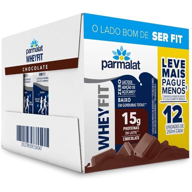 2 Packs Bebida Láctea Parmalat Wheyfit 15g 250ml - Total: 24 Unidades