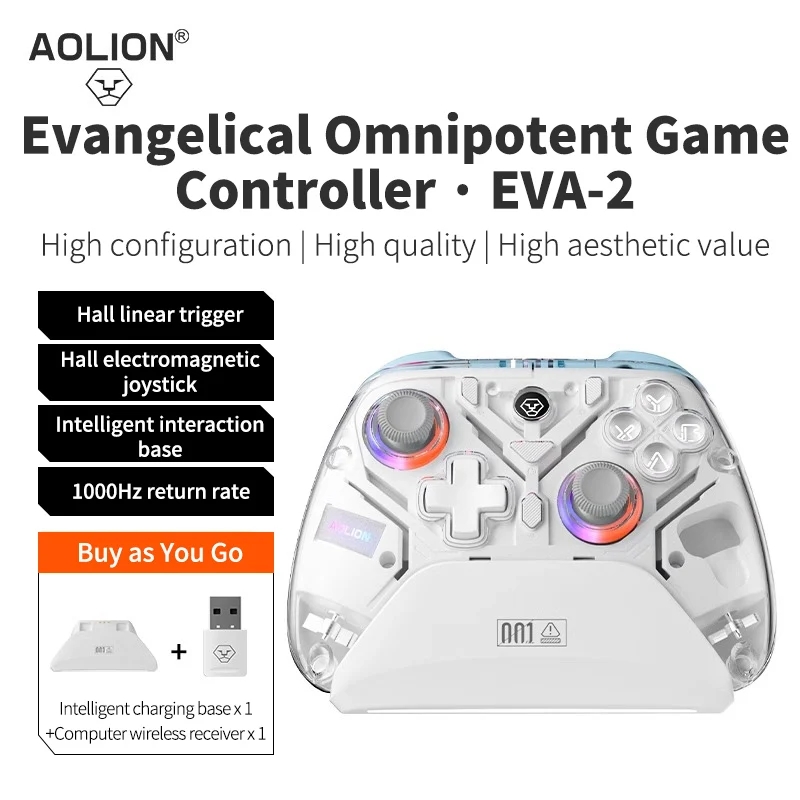 [Moedas / Gpay] Aolion k10 controlador de jogos com doca de carregamento rgb sem fio gamepad efeito hall joystick