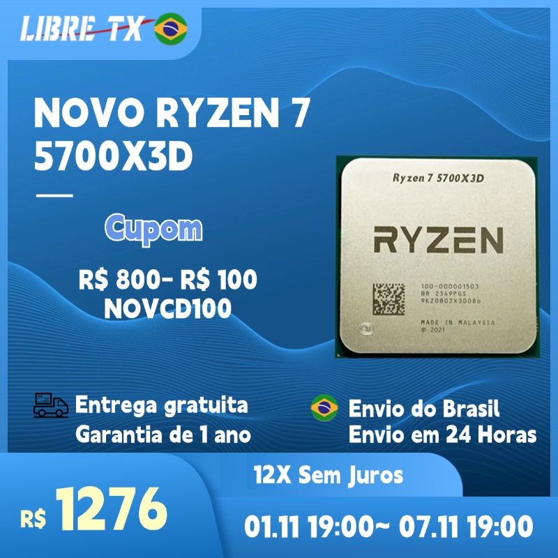 [Do brasil] Processador RYZEN 7 5700X3D Cpu Socket AM4 Novo Stock no brasil