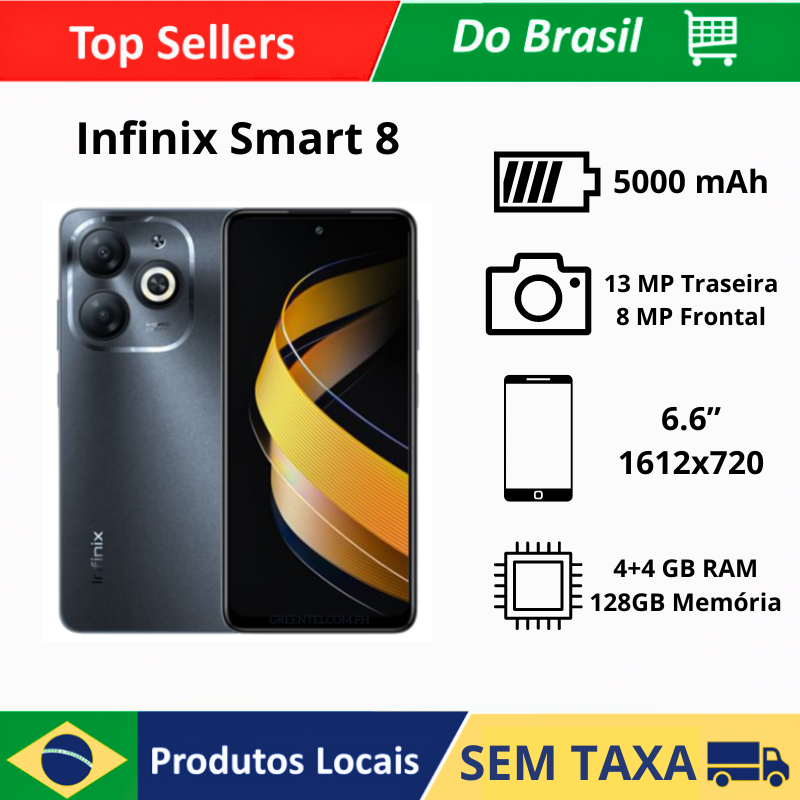 [Do Brasil] Smartphone Infinix Smart 8 4GB/128GB