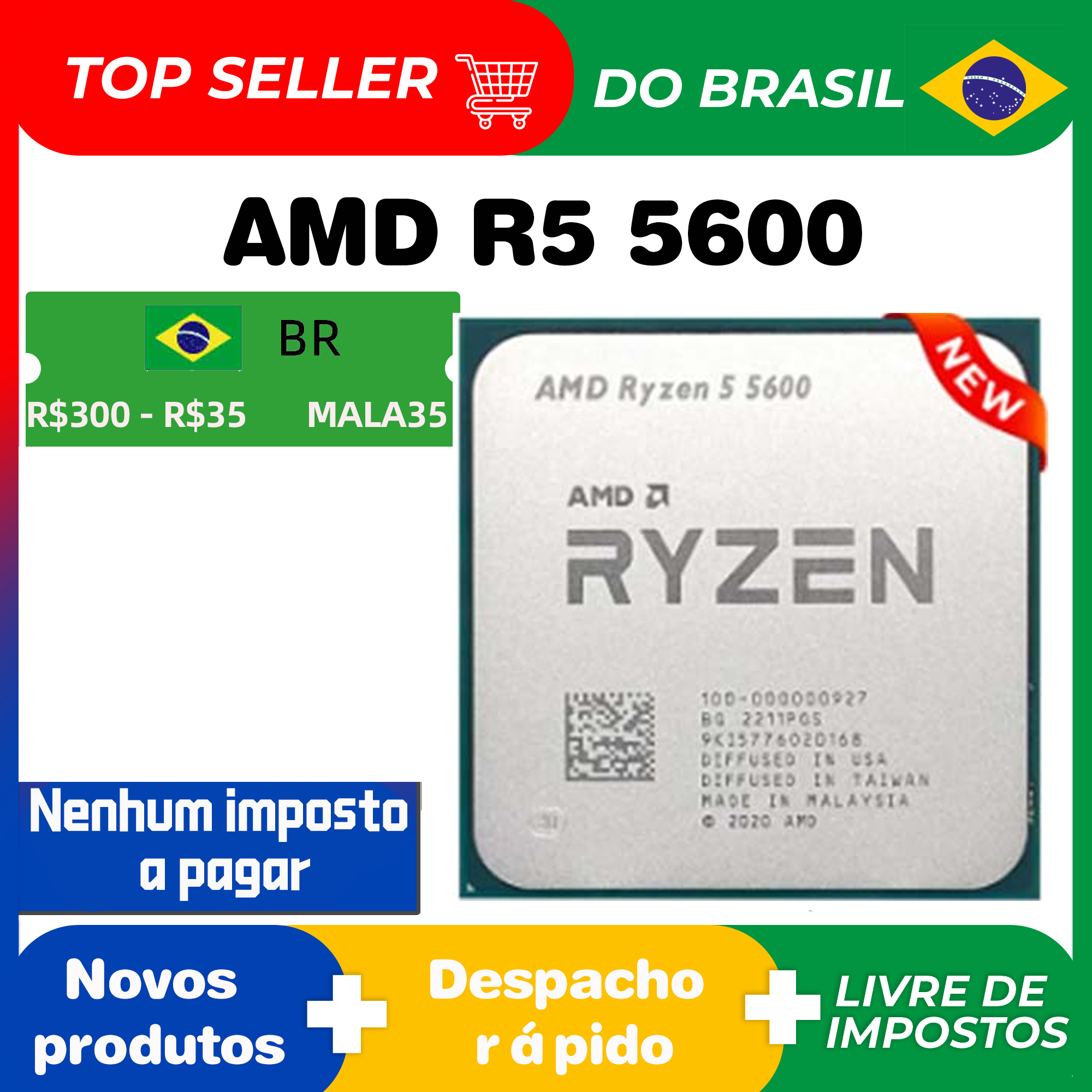 (Envio do Brasil) Processador CPU AMD-Ryzen 5 5600