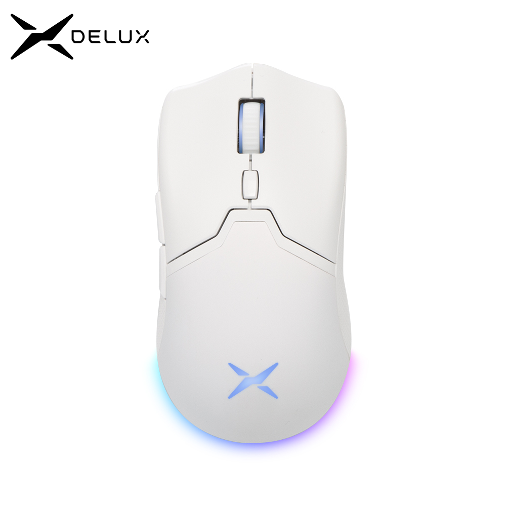 [Gpay / Taxa Inclusa] Mouse Delux-M800 PAW3395 Mouse para jogos sem fio, programável, ergonômico, recarregável, 26000DPI, luz RGB, PC,r