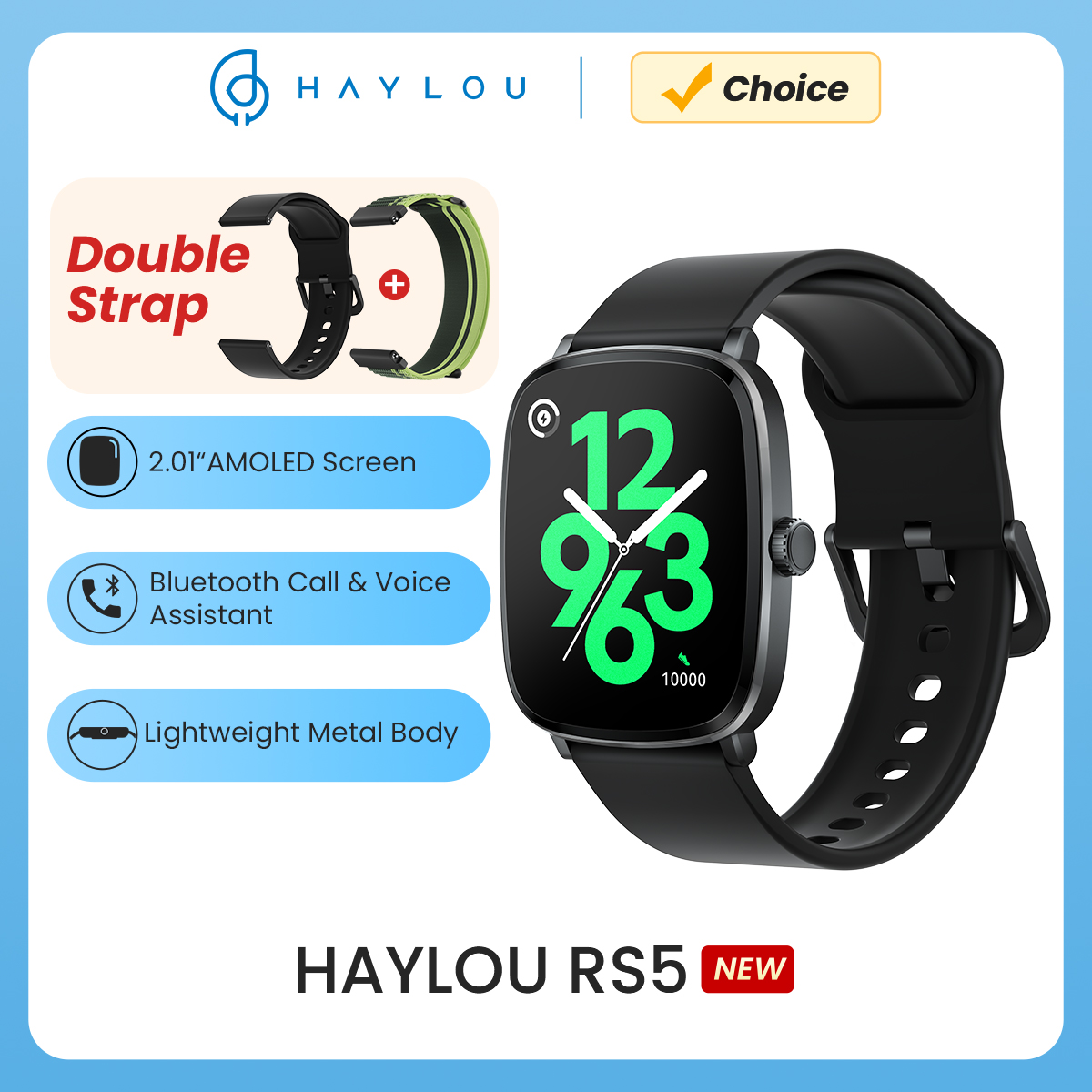 [R$170 MOEDAS / GPAY] Smartwatch HAYLOU Watch RS5, Tela 2.01" AMOLED