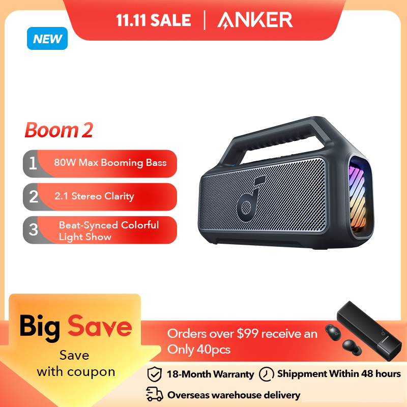 Caixa de Soim Soundcore by Anker Boom 2 80W Bluetooth BassUp 2.0