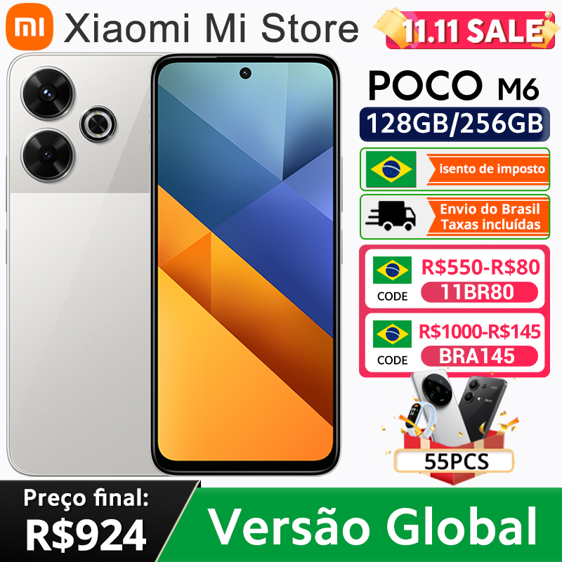 [Do Br] Versão global Poco m6 4g smartphone 108mp pro grade câmera helio g91 ultra 6.79 6gb/128gb