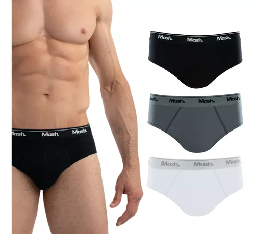 Kit 3 Cuecas Slip Tradicional Mash Algodão Masculina - Tamanho P M ou G