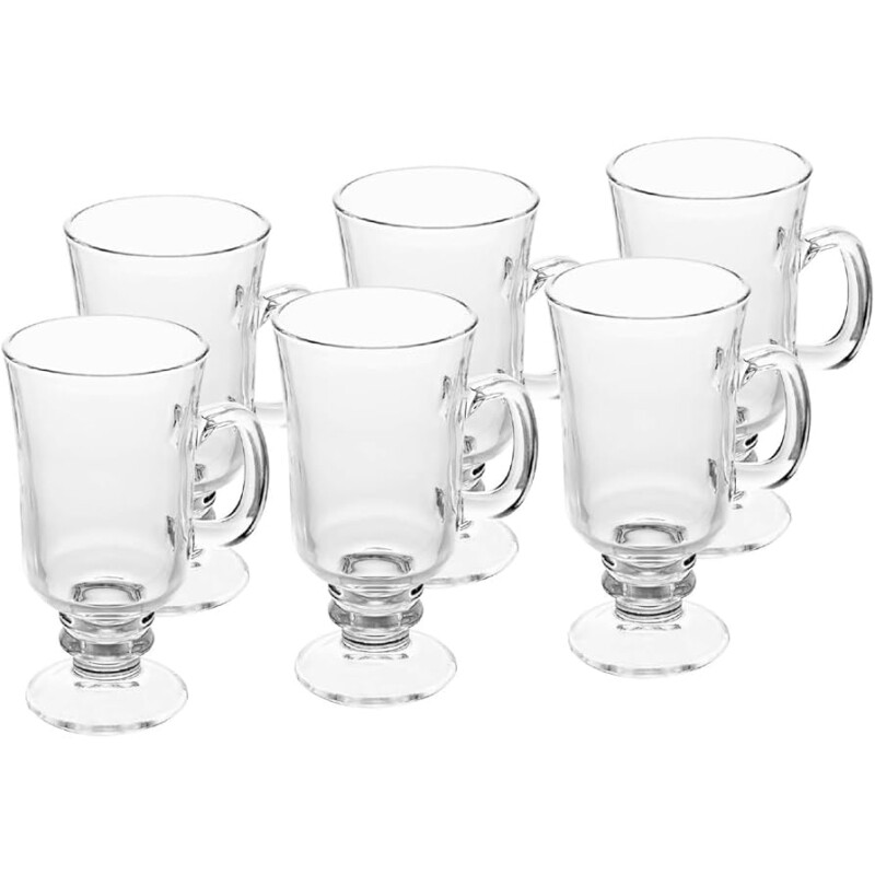 Conjunto 6 Taças para Cappuccino com Alça e Pé de Vidro Transparente 250ml Lyor - 6614