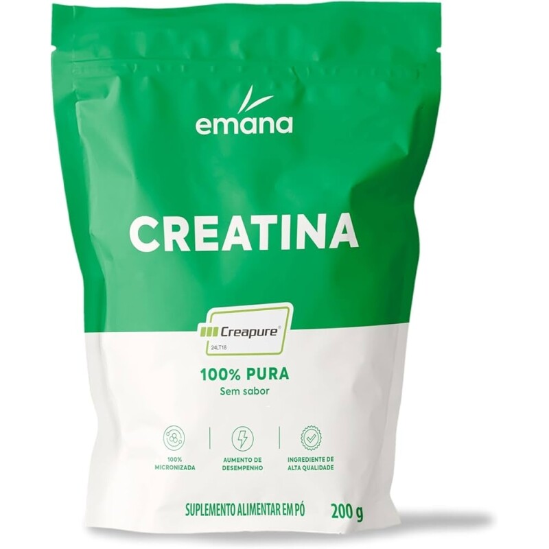 Emana Creatina CREAPURE Monohidratada Micronizada 100% Pura Sem Sabor - 200g