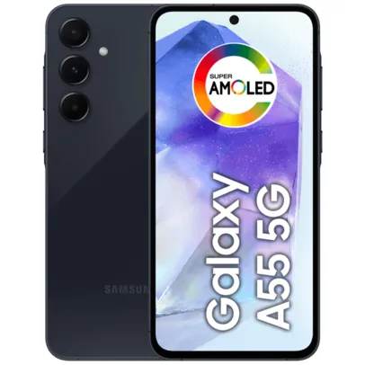 Smartphone Samsung Galaxy A55 5G 128GB 8GB RAM, Tela 6.6 Super AMOLED 120Hz, NFC, Áudio Estéreo, IP67, e-SIM