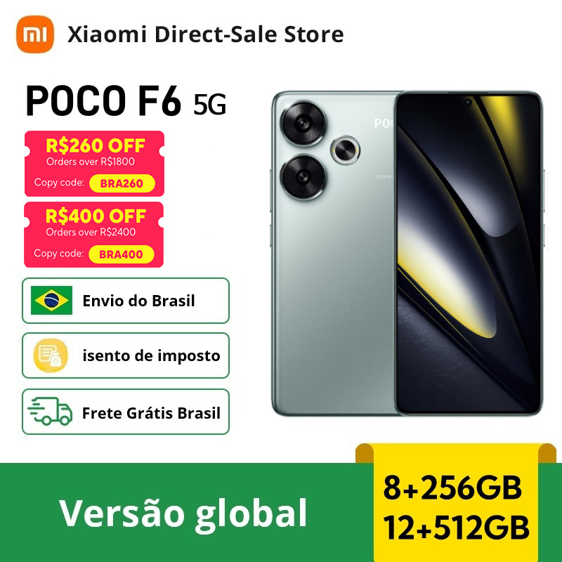 POCO F6 5G Smartphone Versão Global SnapdragonBateria de carregamento turbo AMOLED 8S Gen 3 6.67 " 1.5K 120Hz