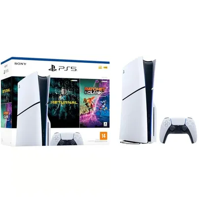 Console PlayStation 5 Slim Mídia Física Sony Bundle Returnal + Ratched & Clank em Uma Outra Dimensão