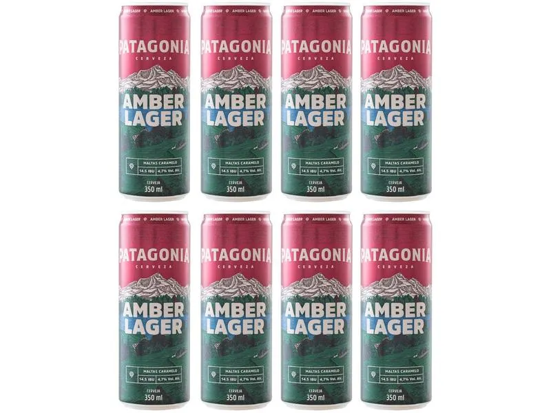 [R$3,06 cada lata] Cerveja Patagônia Amber Lager 8 Unidades