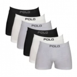 Kit 6 Cuecas Boxer Polo 781 Algodão Sem Costura Sortido