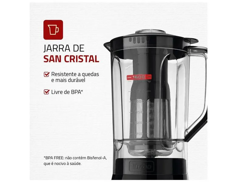 Liquidificador Mondial Turbo Power L-99 FB Preto com Filtro 3 Velocidades 550W