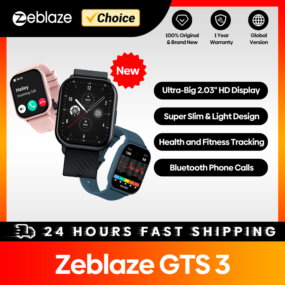 [ APP | Taxa Inclusa | MOEDAS | 3 Unidades - R$ 41,55 CADA ] Smartwatch Zeblaze GTS 3 2.03" Tela HD Monitor de Saúde 100 Modos Esportivos 200 + Faces