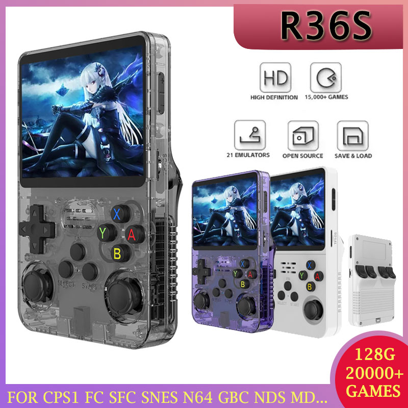 [Taxas Inclusas/R$173 Moedas App] Console Portátil R36S Retrô 64GB, Tela IPS 3,5'' | + de 20 Emuladores