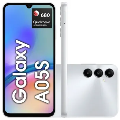 Smartphone Samsung Galaxy A05S 128GB 6GB RAM, Tela 6,7 90Hz, Conector de Fone de Ouvido P2, Entrada para MicroSD, Snapdragon® 680, Branco