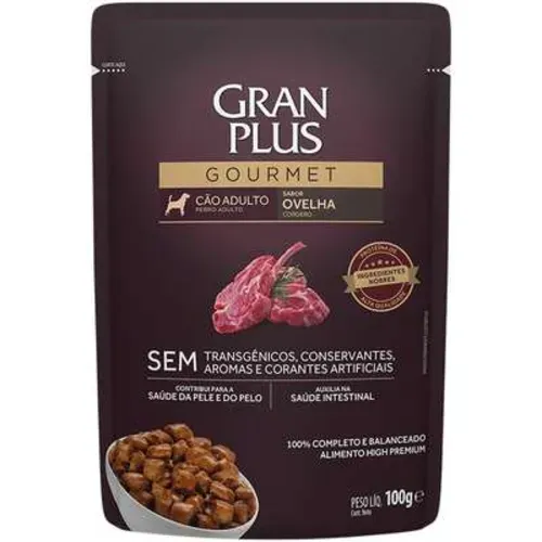 Ração Úmida GranPlus Gourmet Sachê Ovelha para Cães Adultos 100G