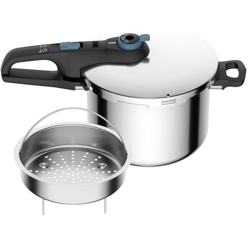 Panela de Pressão Rochedo 6L Inox Trendy Fechamento Externo com Cesta de Vapor