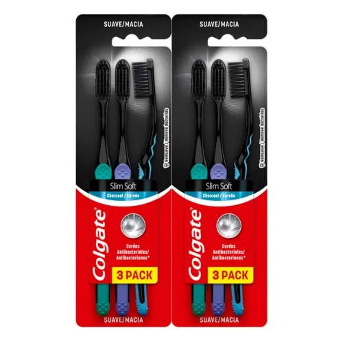 [REC] Colgate Escova De Dente Slim Soft Black 6 Unid Modelo: 61031393 Cor: Preto