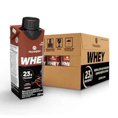 (REC)Pack de Whey Zero Lactose Cacau 23g Piracanjuba 250ml - 12 Unidades