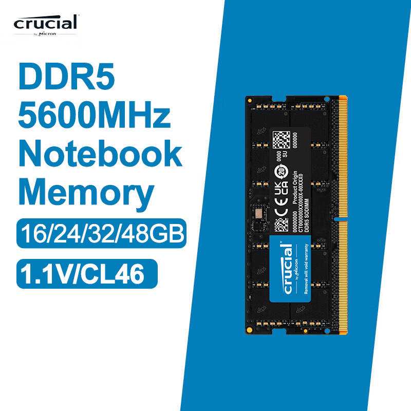 [TAXA INCLUSA] Crucial Memória RAM 16GB DDR5 5600MHz PC5-44800 SODIMM