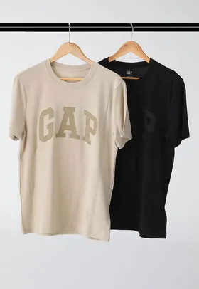 Kit 2pçs Camiseta GAP Reta Logo Off-White