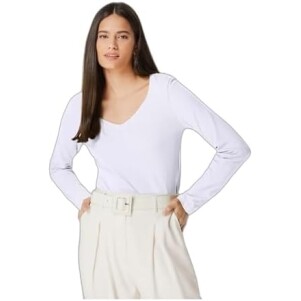 Blusa Básica Feminina Slim Manga Longa - Branco P