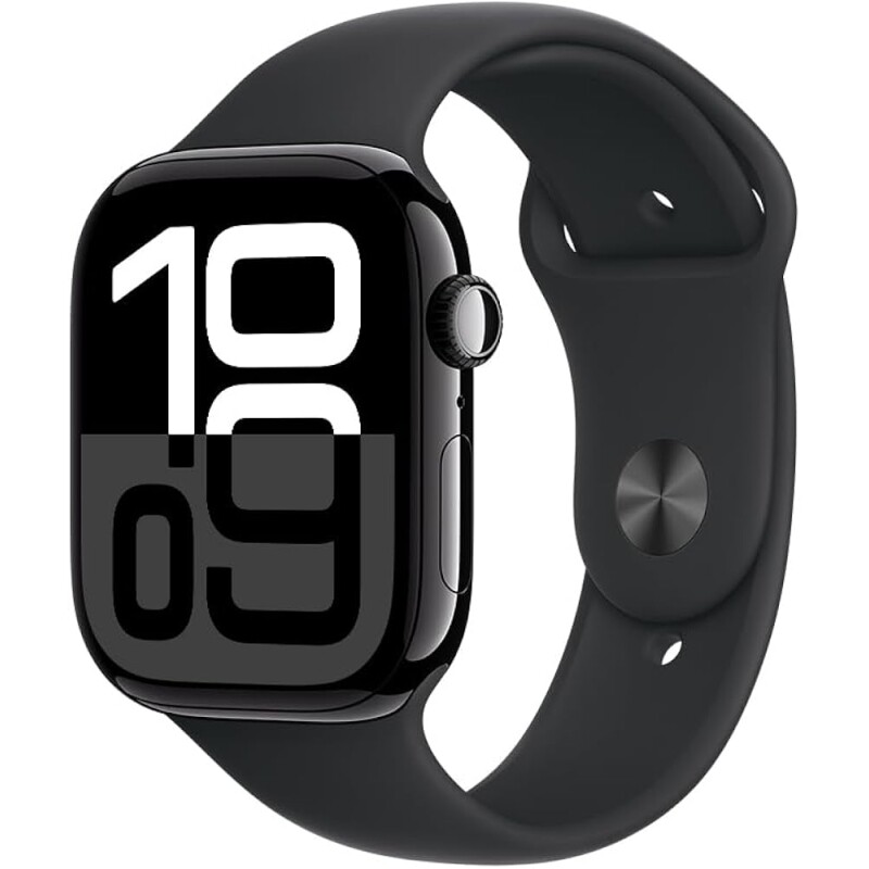 Apple Watch Series 10 GPS Caixa preta brilhante de alumínio 46 mm Pulseira esportiva preta M/G