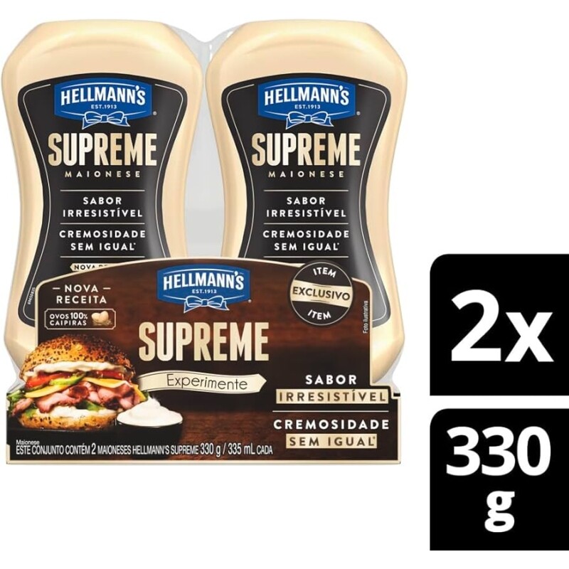 2 Unidades Maionese Hellmann's Supreme Squeeze - 330g