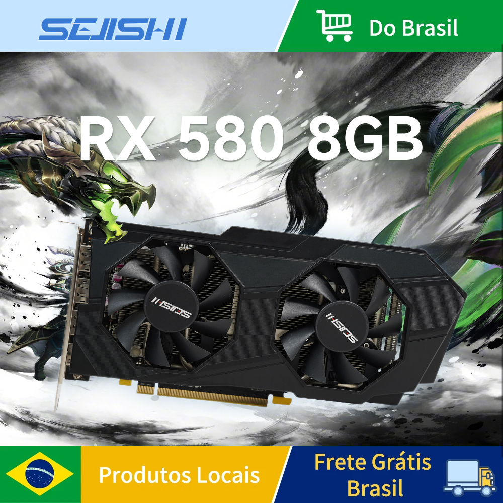 SEJISHI RX 580 8 GB placa de vídeo AMD Radeon RX580 DE 8 GB Placa gráfica para jogos GDDR5 256Bit