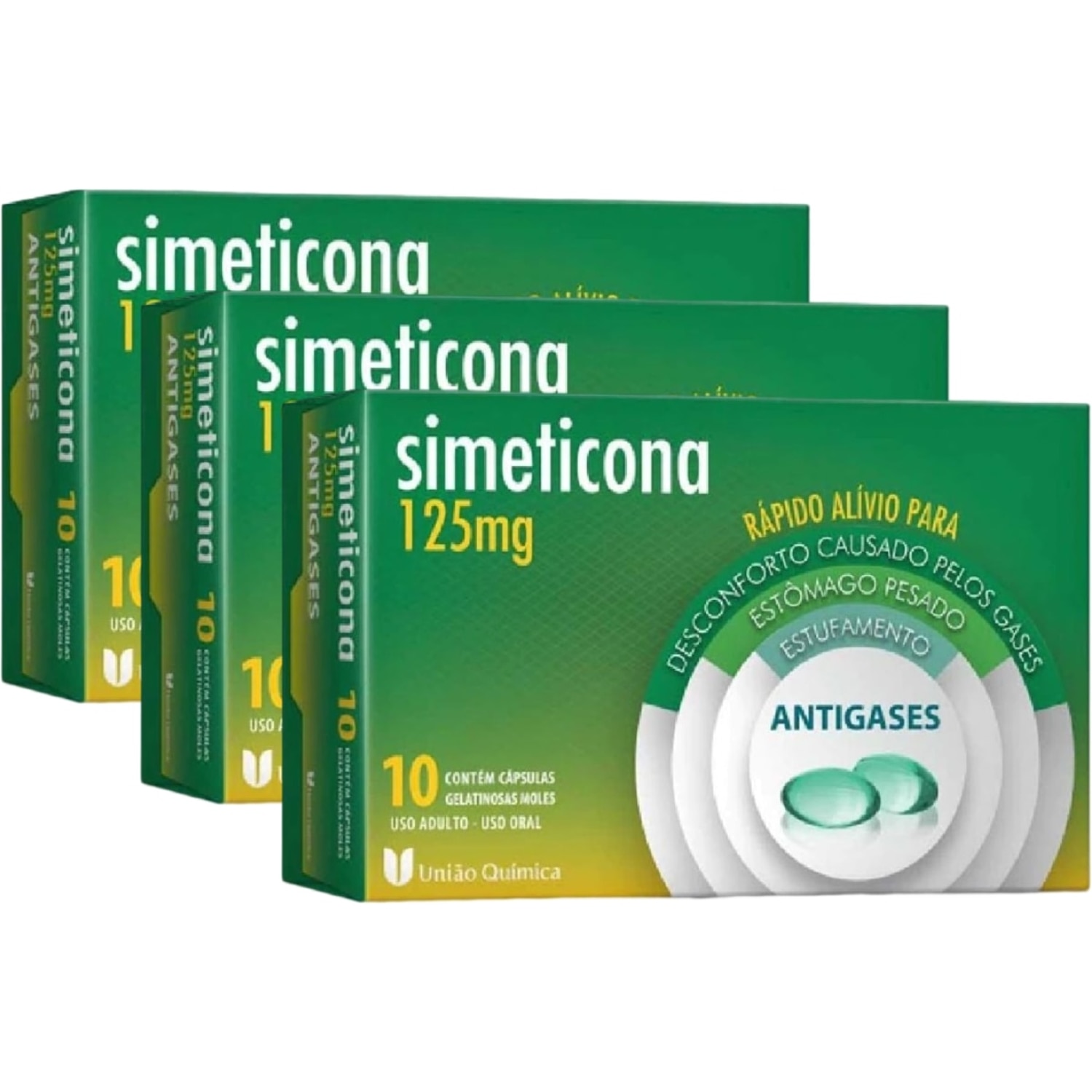 Kit 3 Unidades Simeticona 125mg 10 Cápsulas União Química